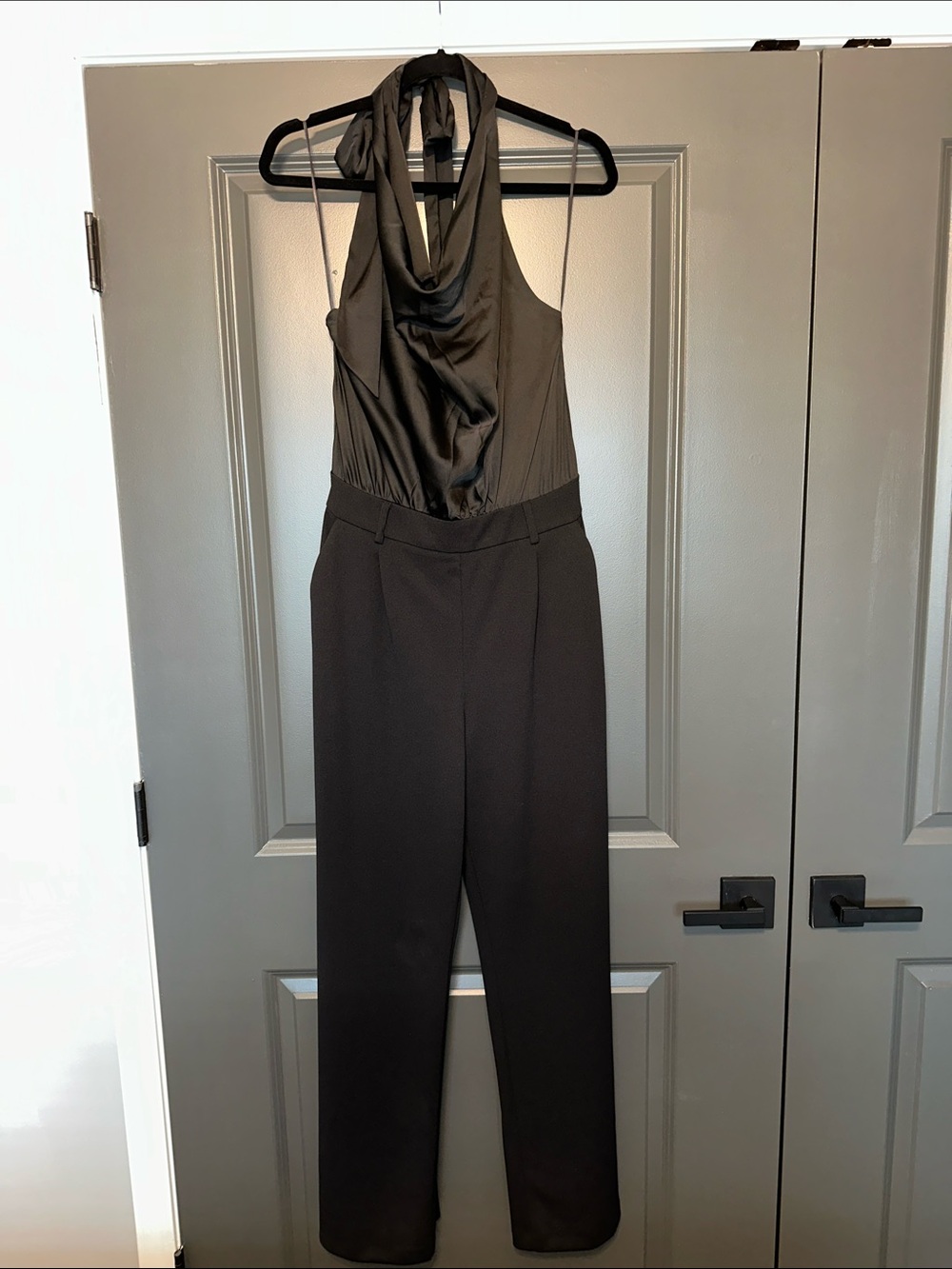 Express Black Halter Cowl-Neck Jumpsuit